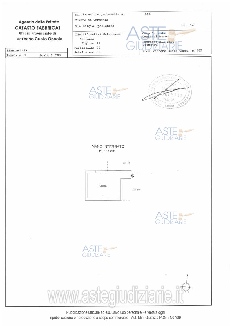 Planimetria del bene
