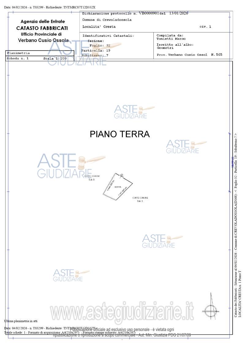 Planimetria del bene