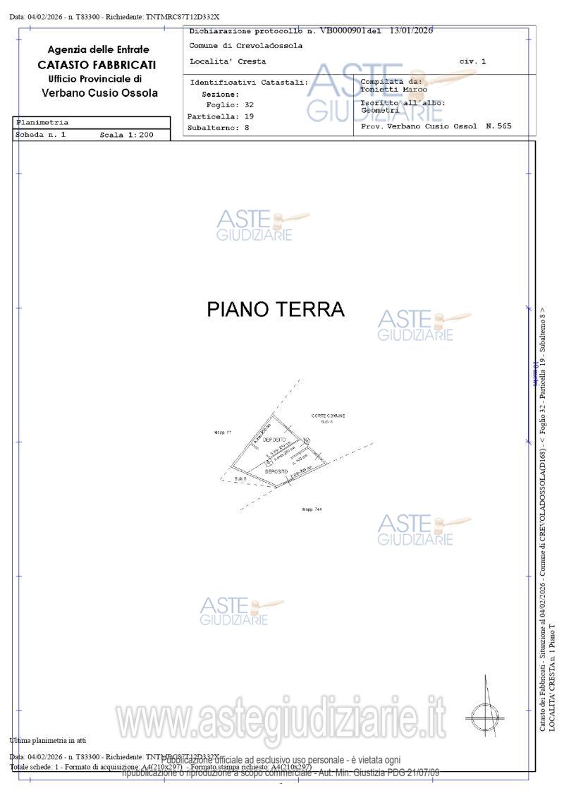 Planimetria del bene