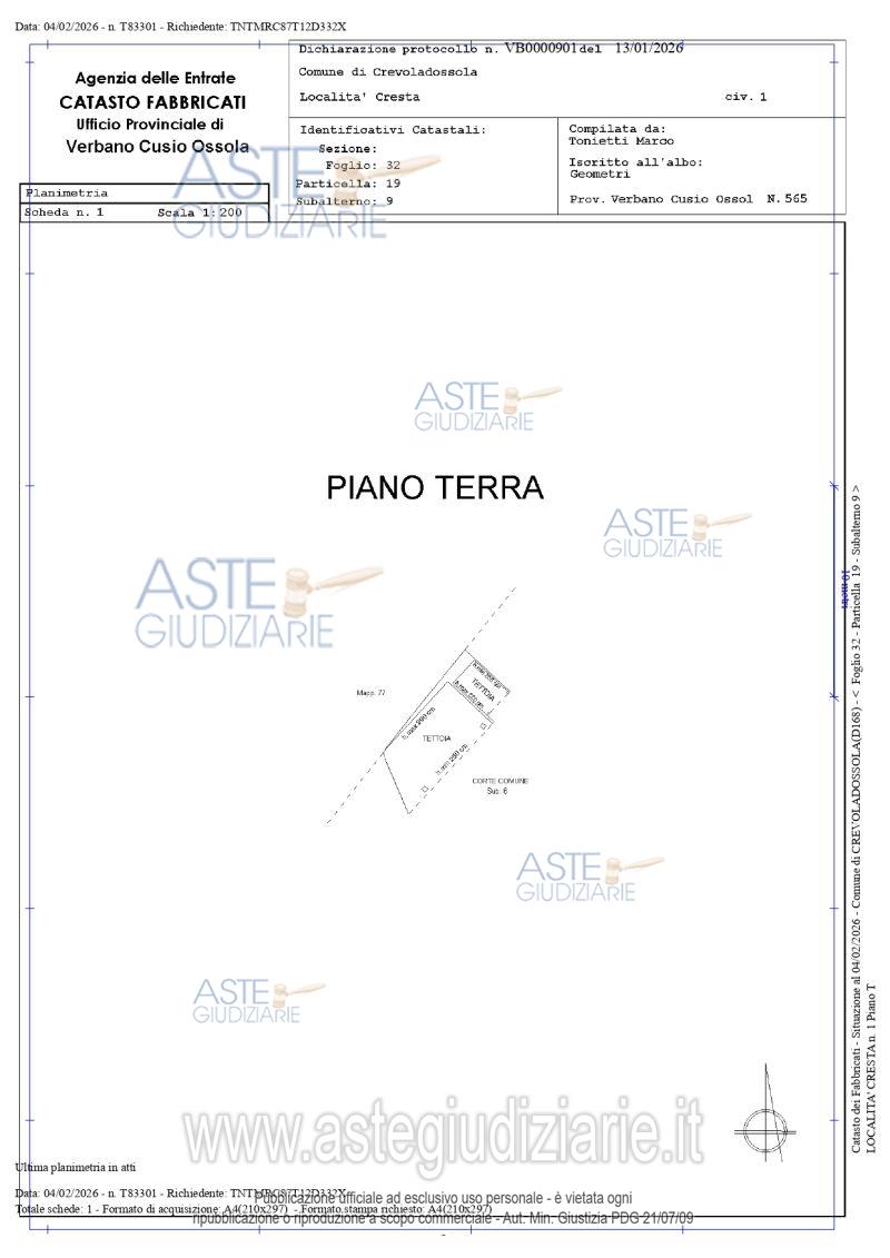 Planimetria del bene