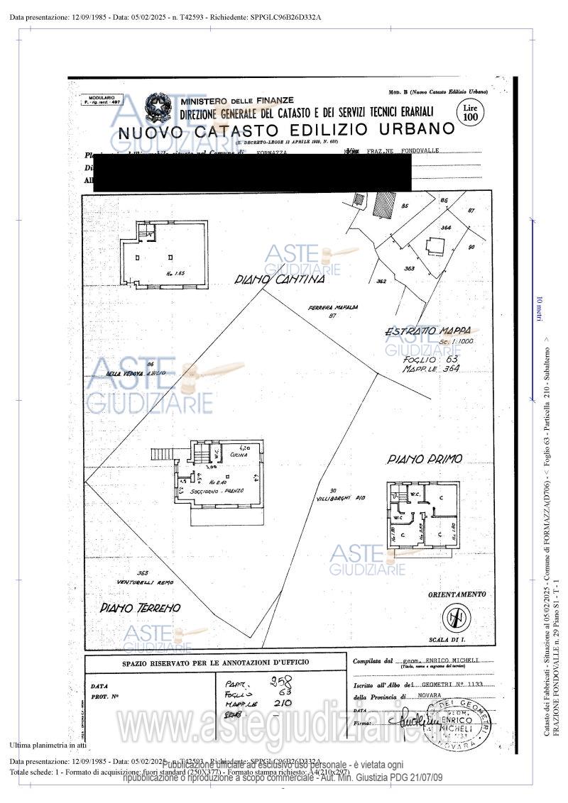 Planimetria del bene