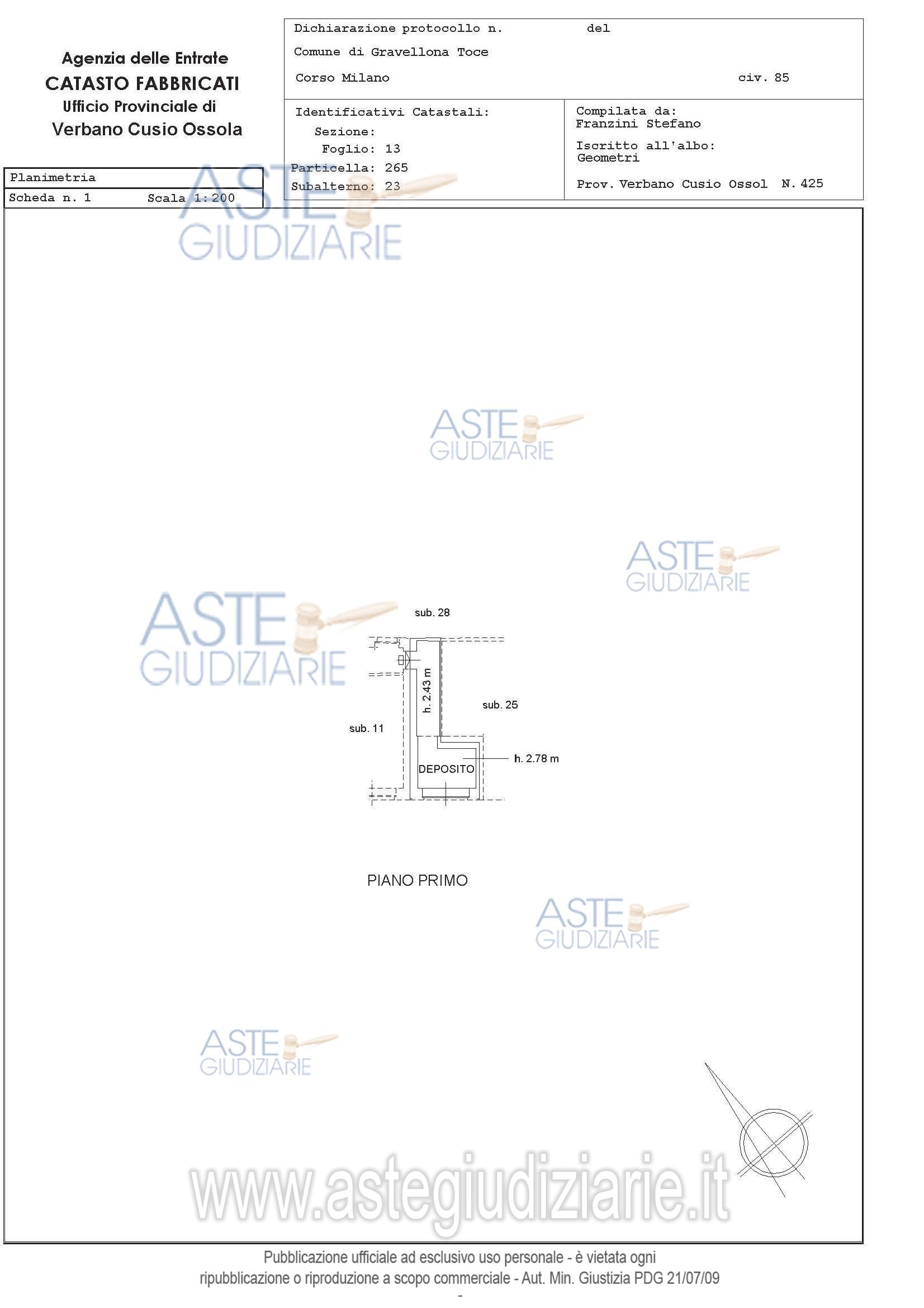 Planimetria del bene