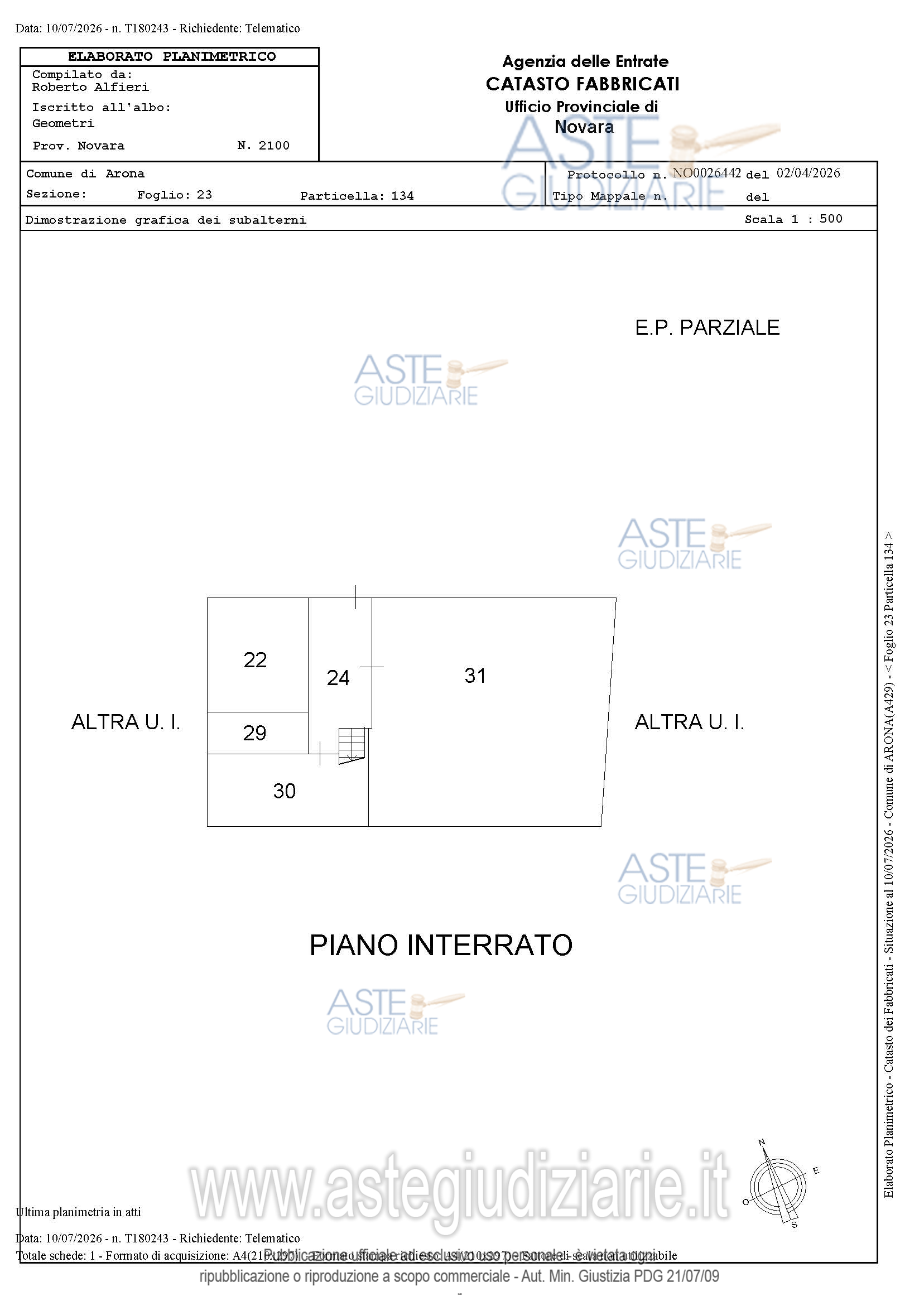 Planimetria del bene
