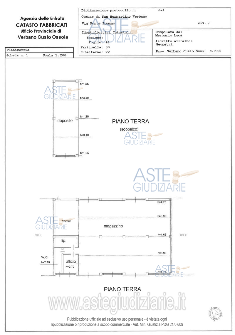Planimetria del bene