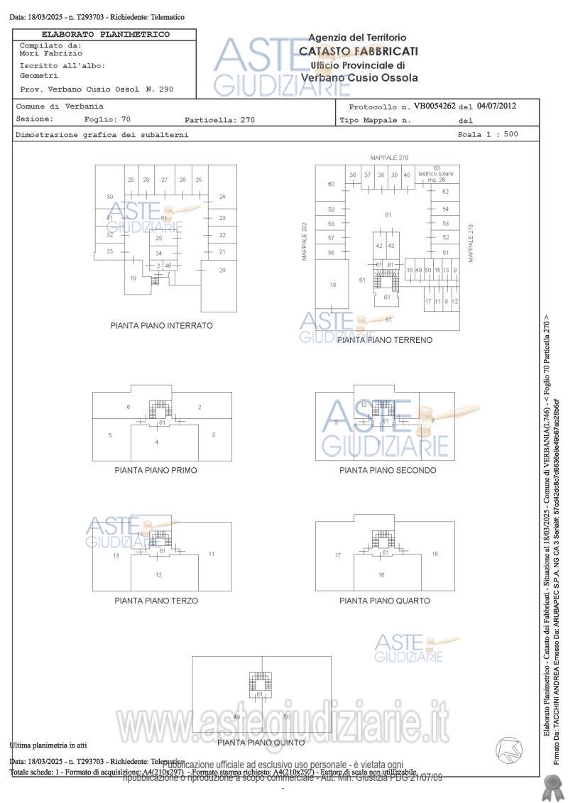 Planimetria del bene