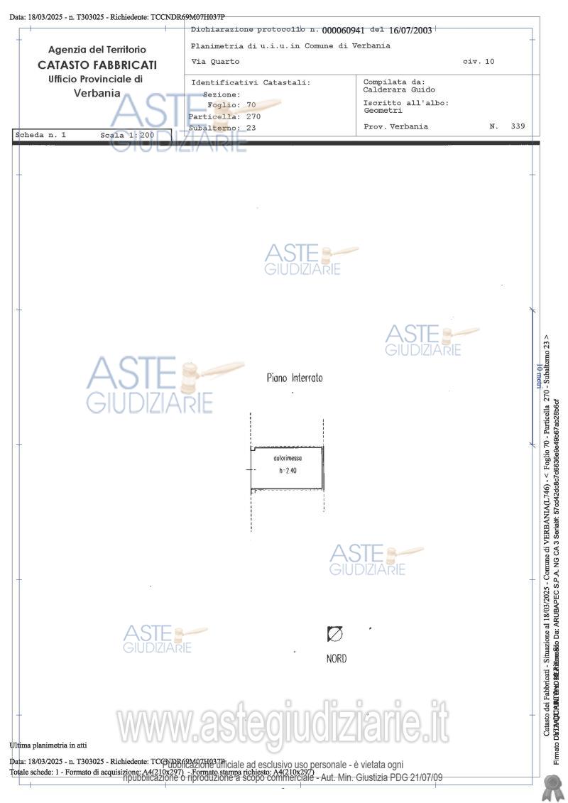 Planimetria del bene
