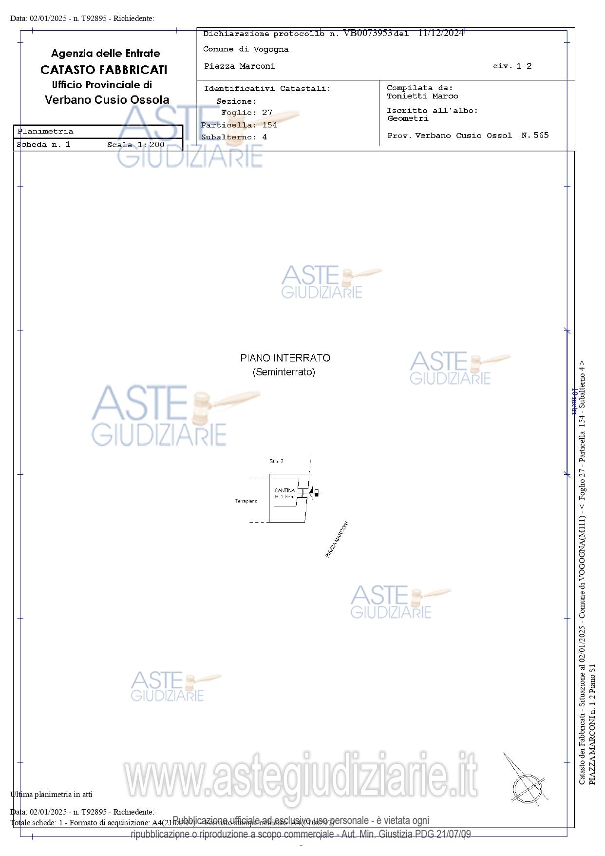 Planimetria del bene