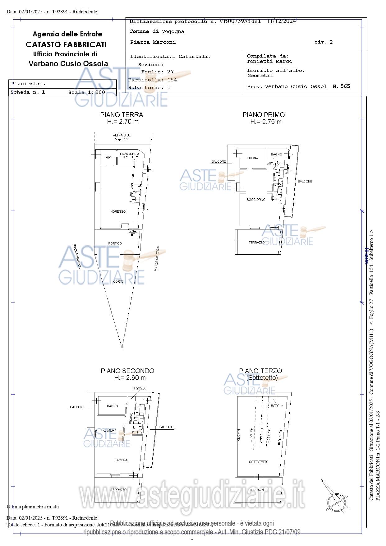 Planimetria del bene