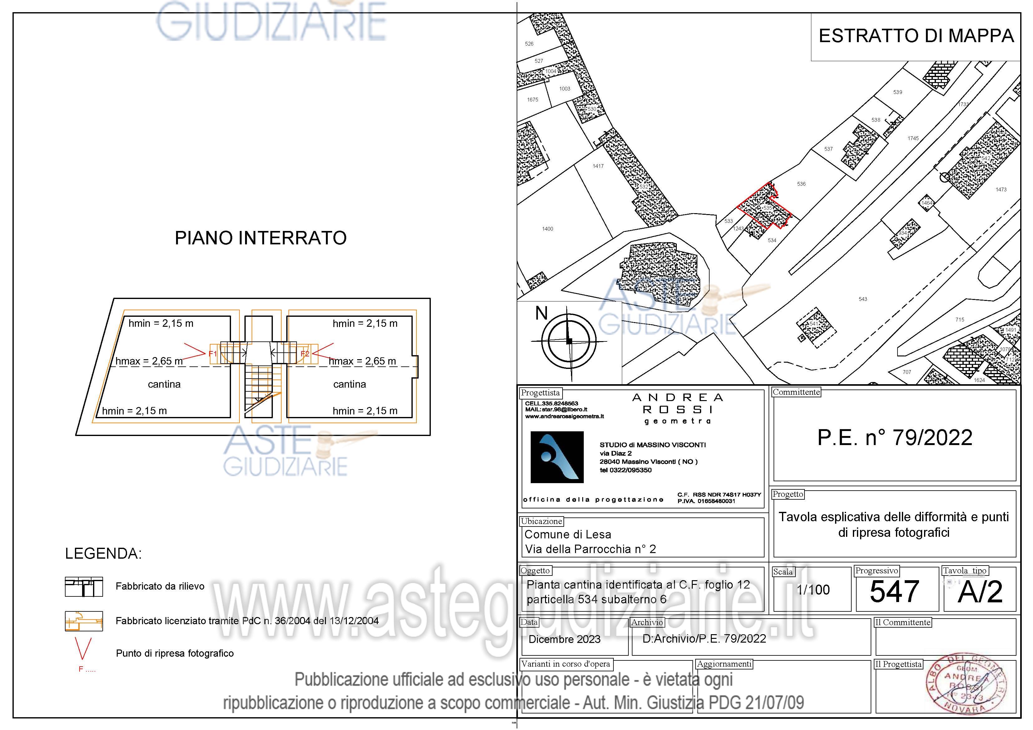 Planimetria del bene