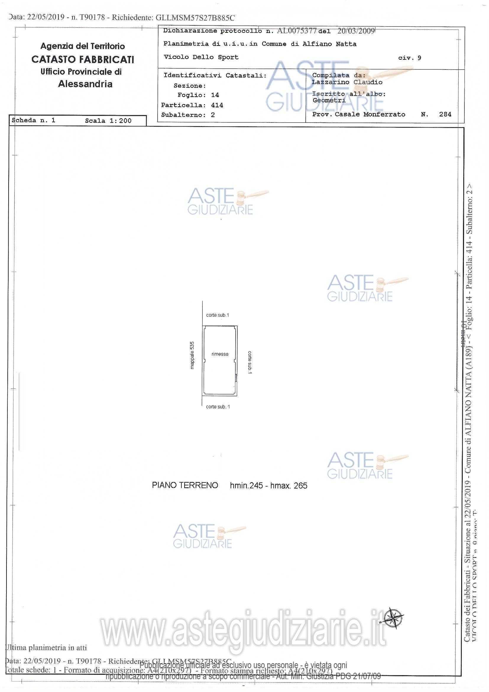 Planimetria del bene