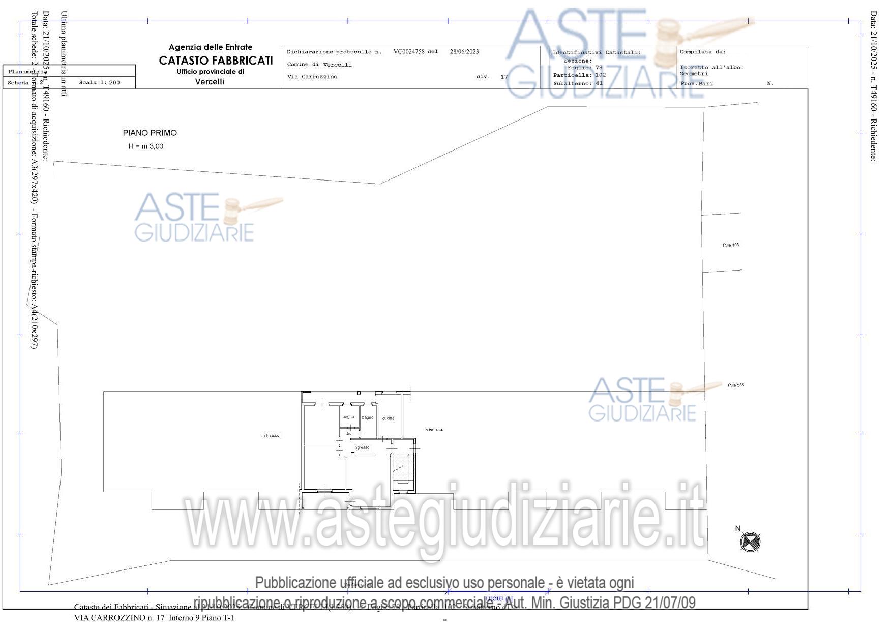 Planimetria del bene
