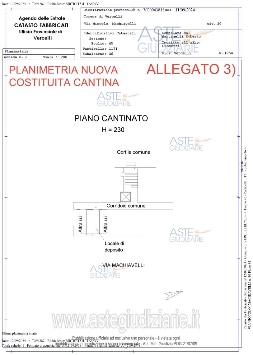 Planimetria del bene