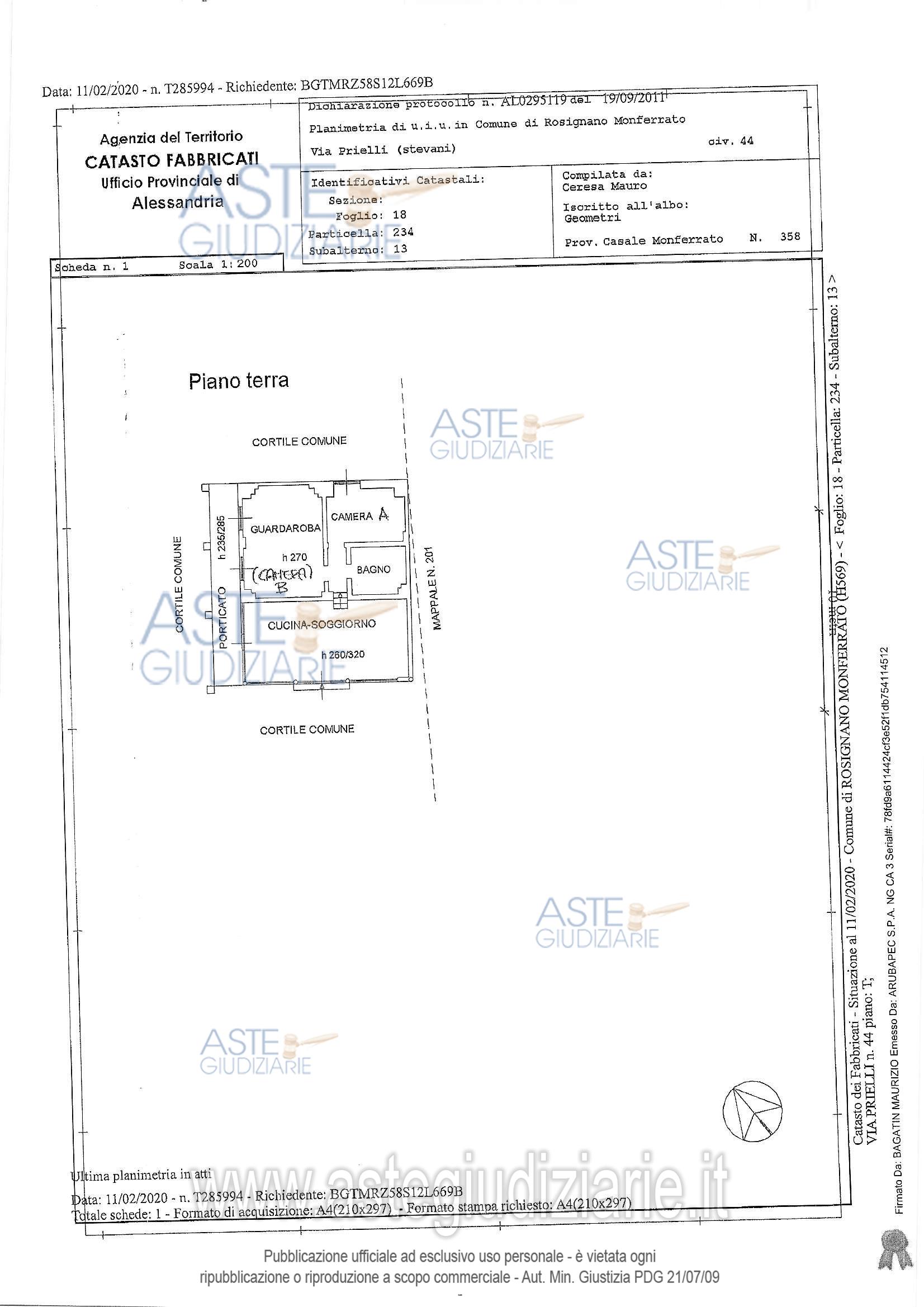 Planimetria del bene