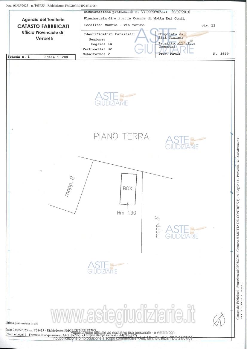 Planimetria del bene