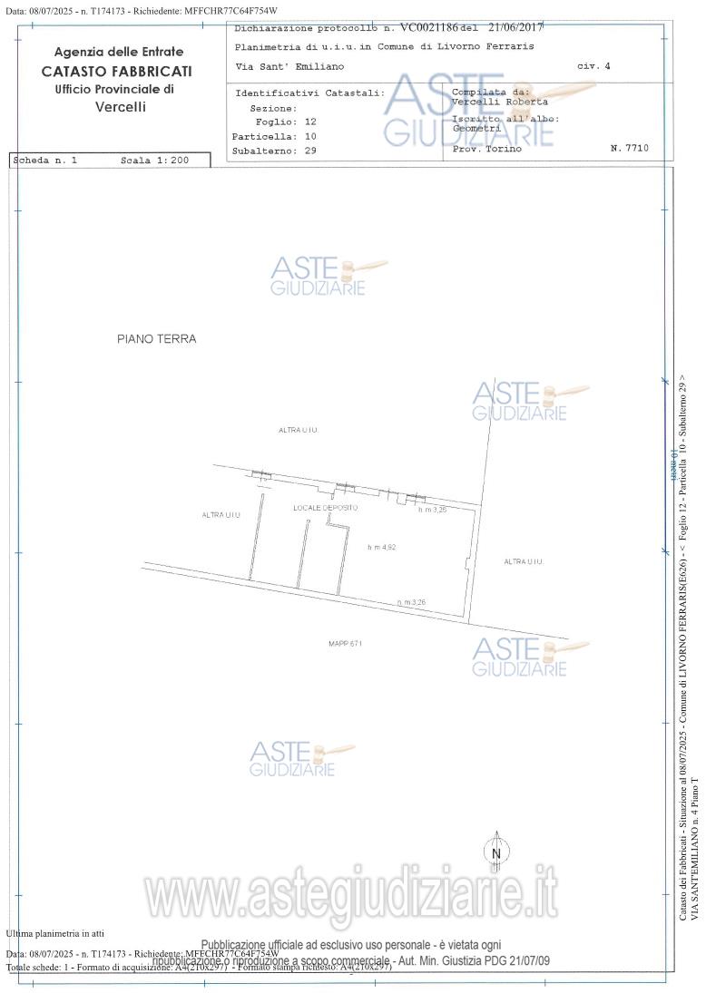 Planimetria del bene