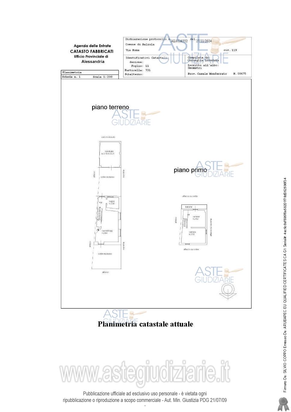 Planimetria del bene