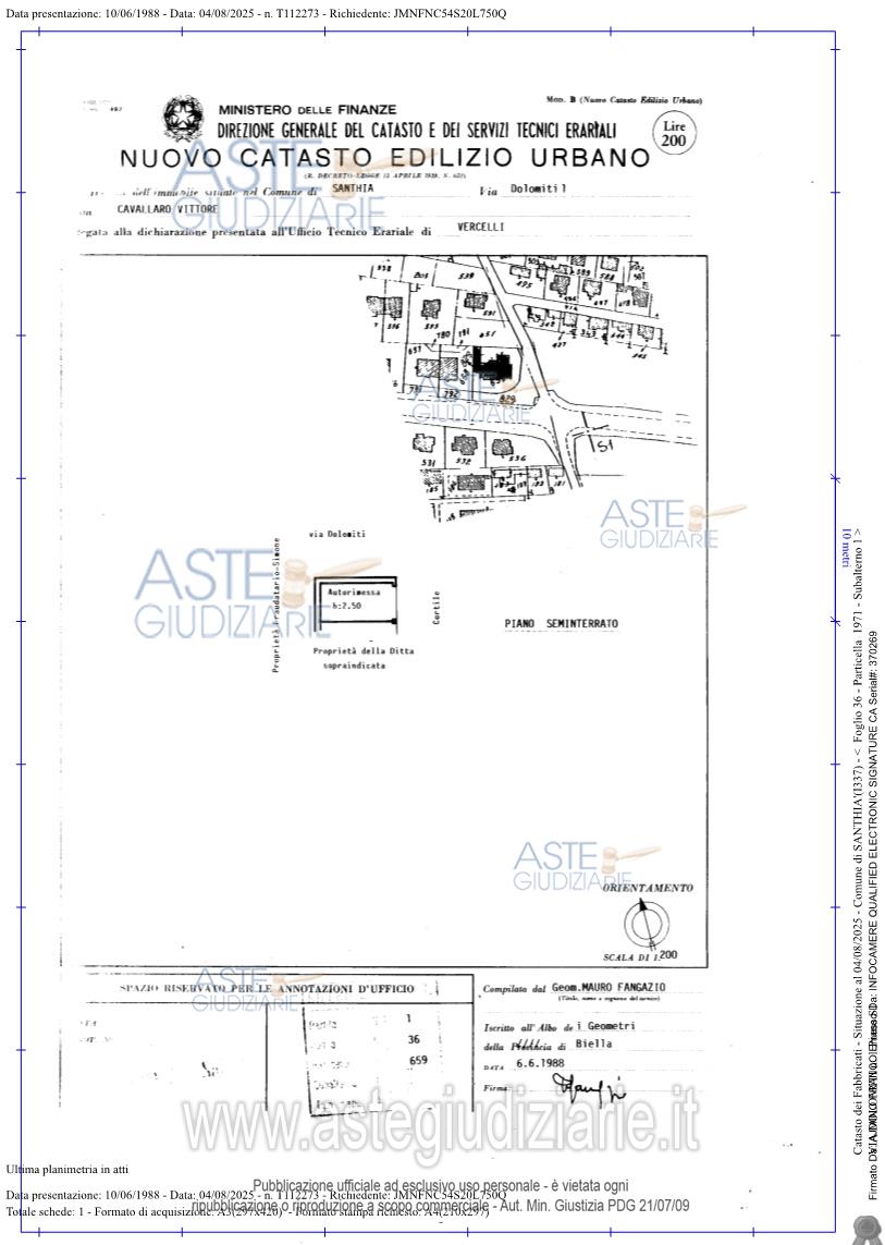 Planimetria del bene
