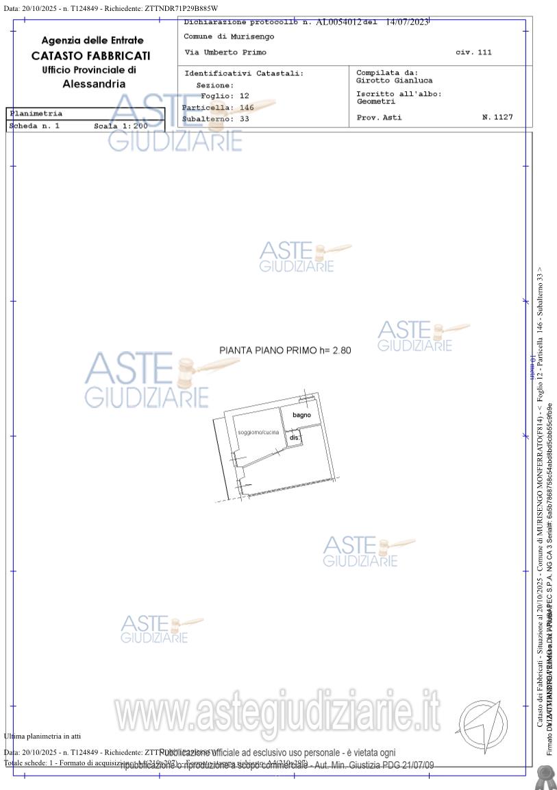 Planimetria del bene