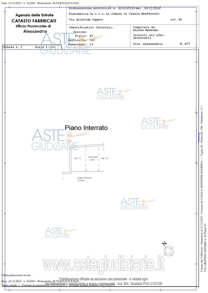 Planimetria del bene