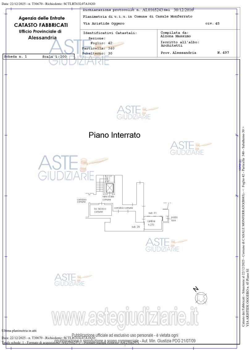 Planimetria del bene