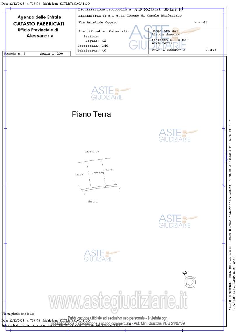 Planimetria del bene