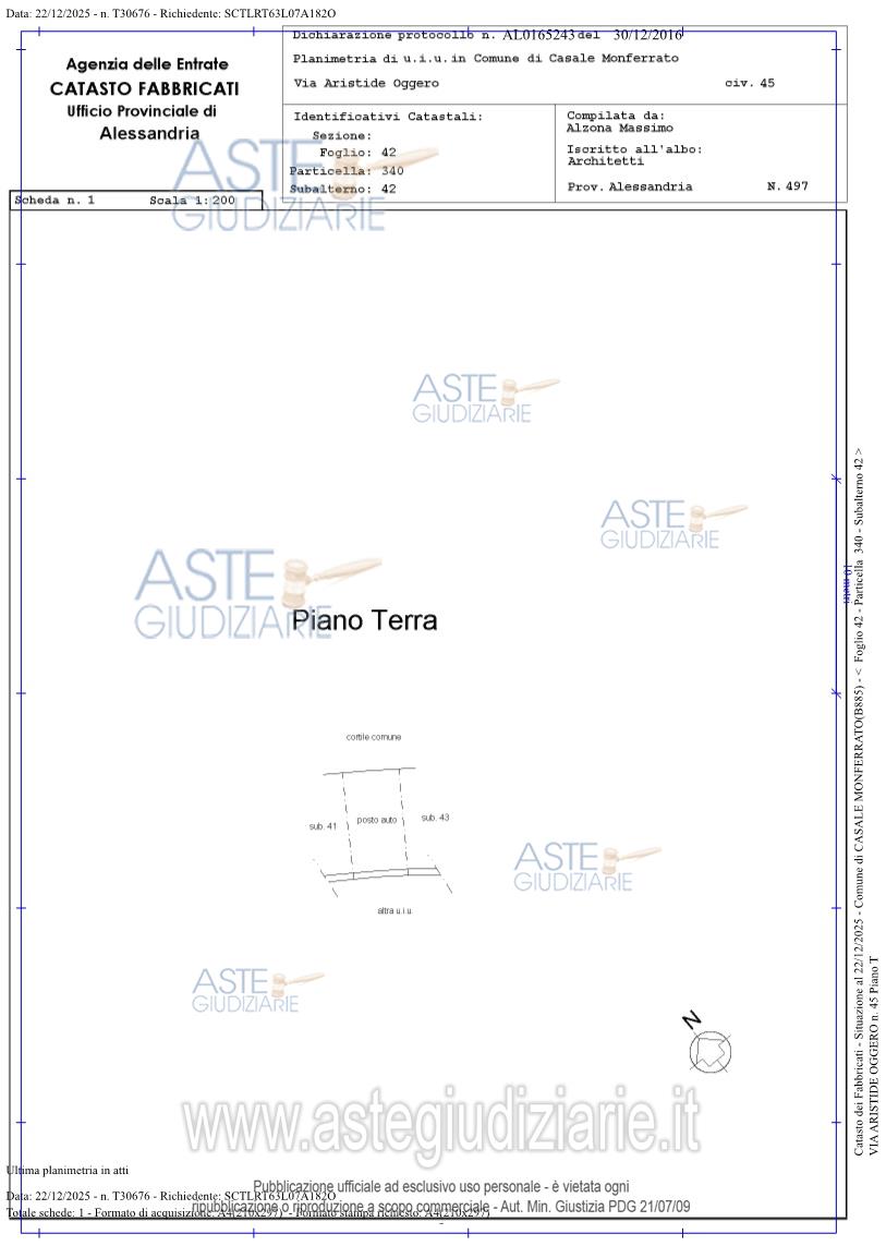 Planimetria del bene