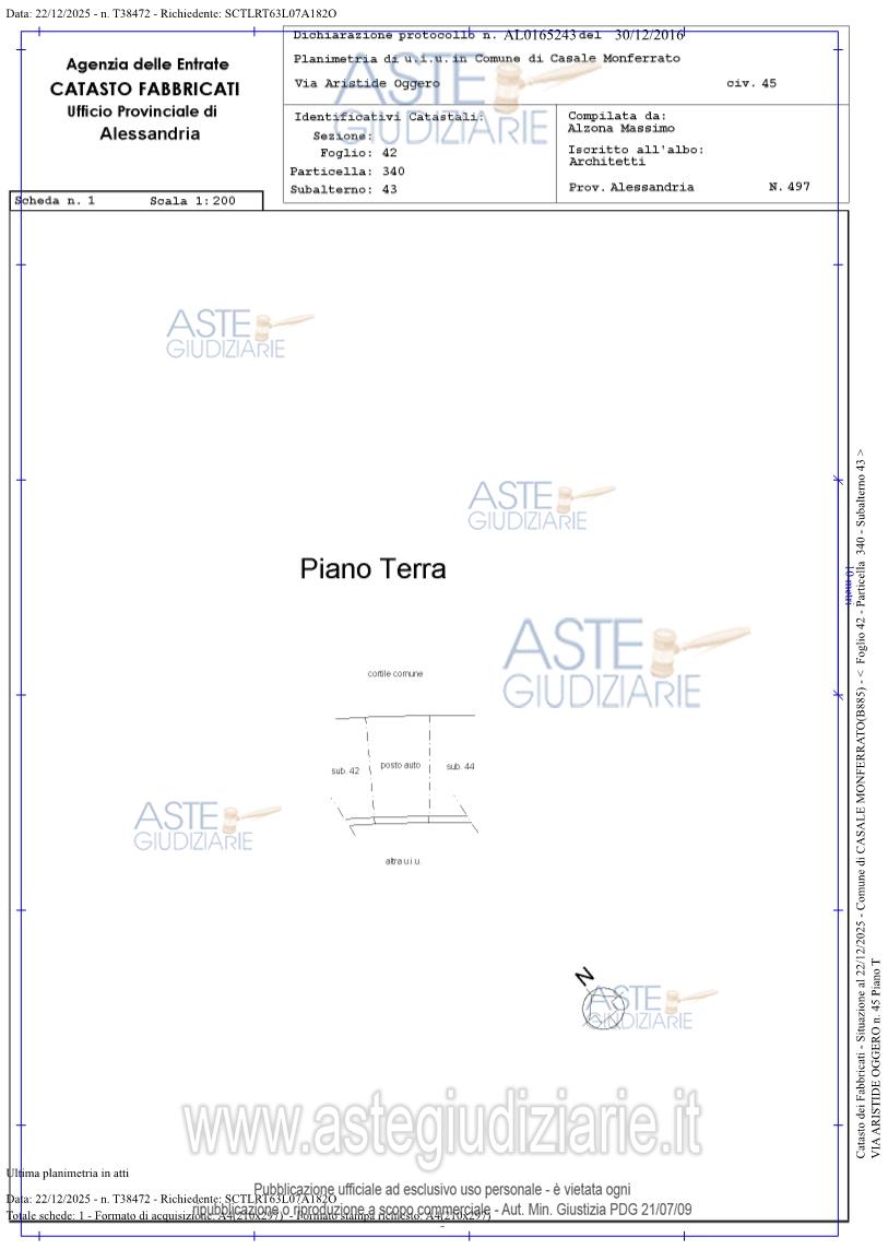 Planimetria del bene
