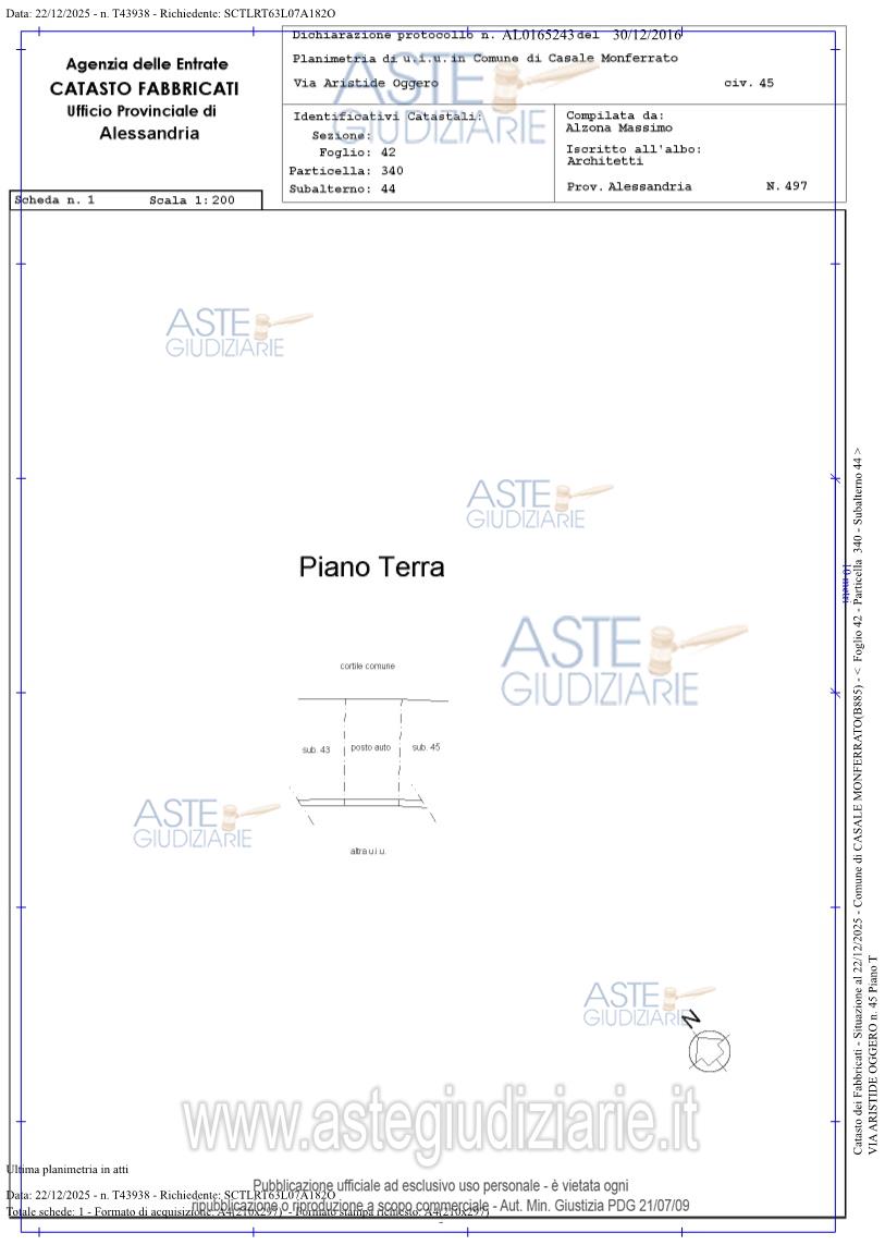 Planimetria del bene