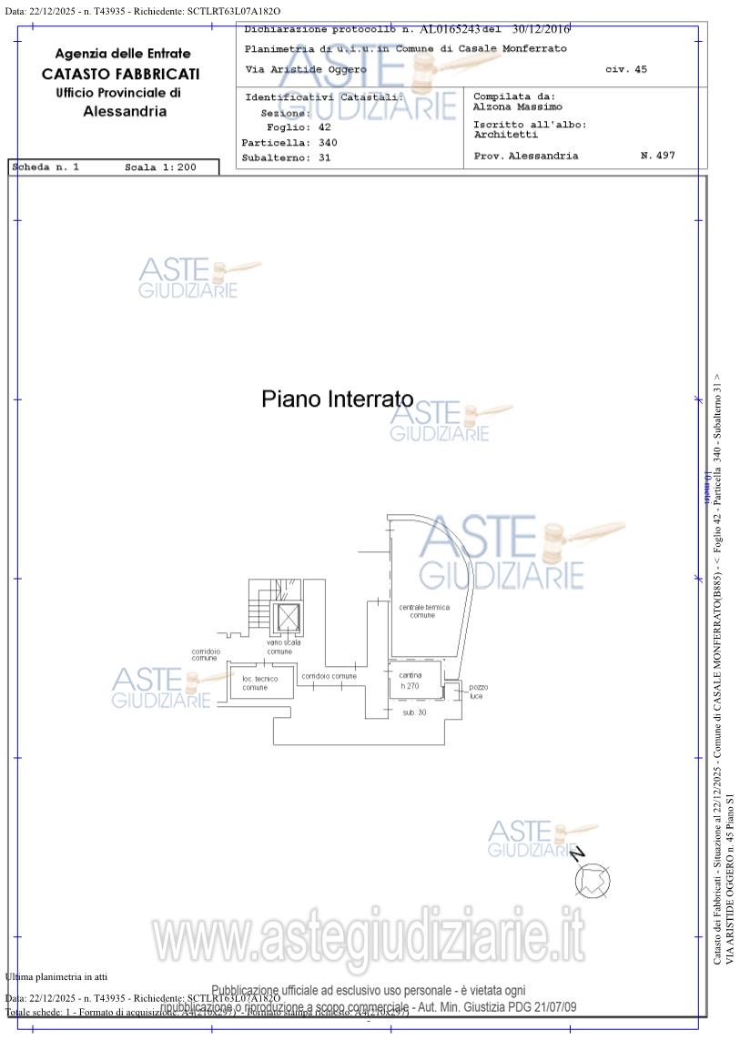 Planimetria del bene