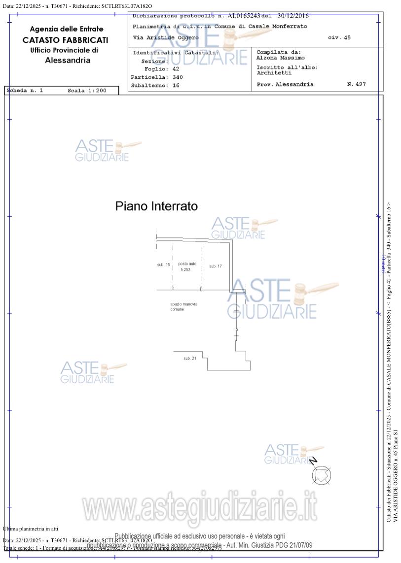 Planimetria del bene