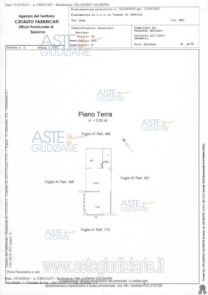 Planimetria del bene