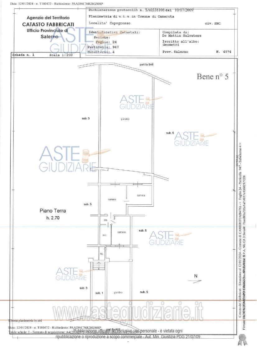 Planimetria del bene