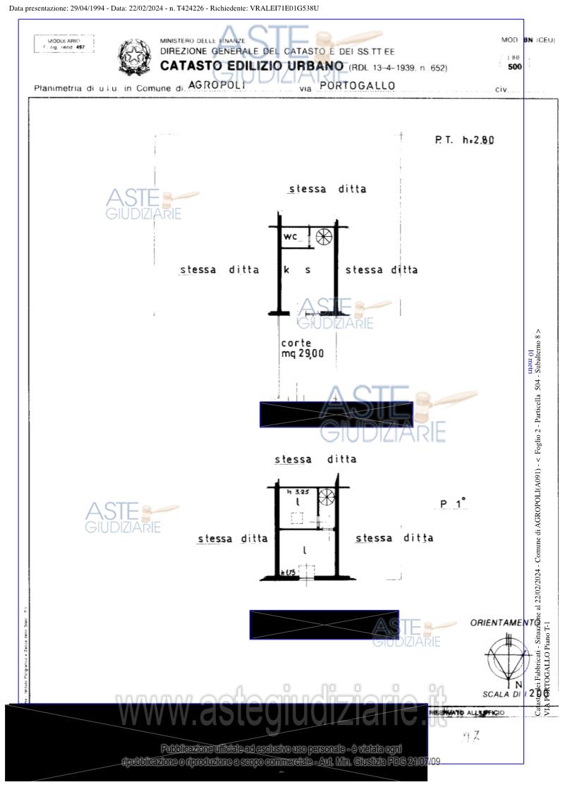 Planimetria del bene