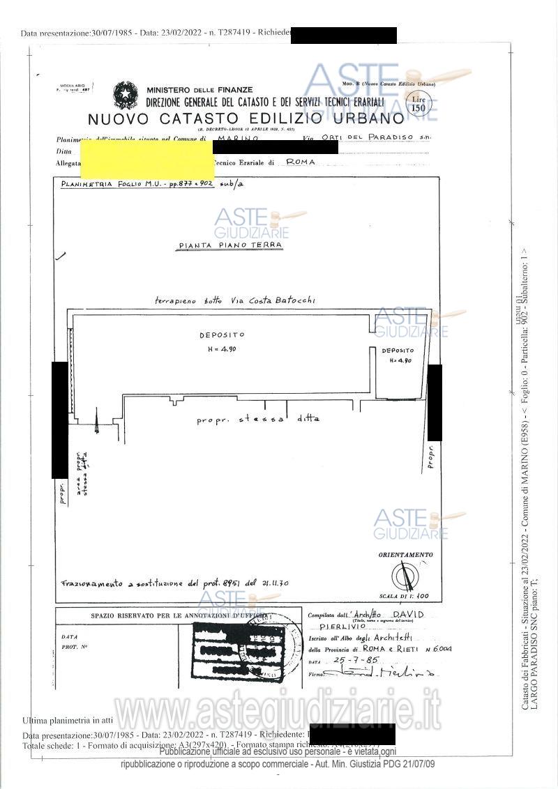 Planimetria del bene