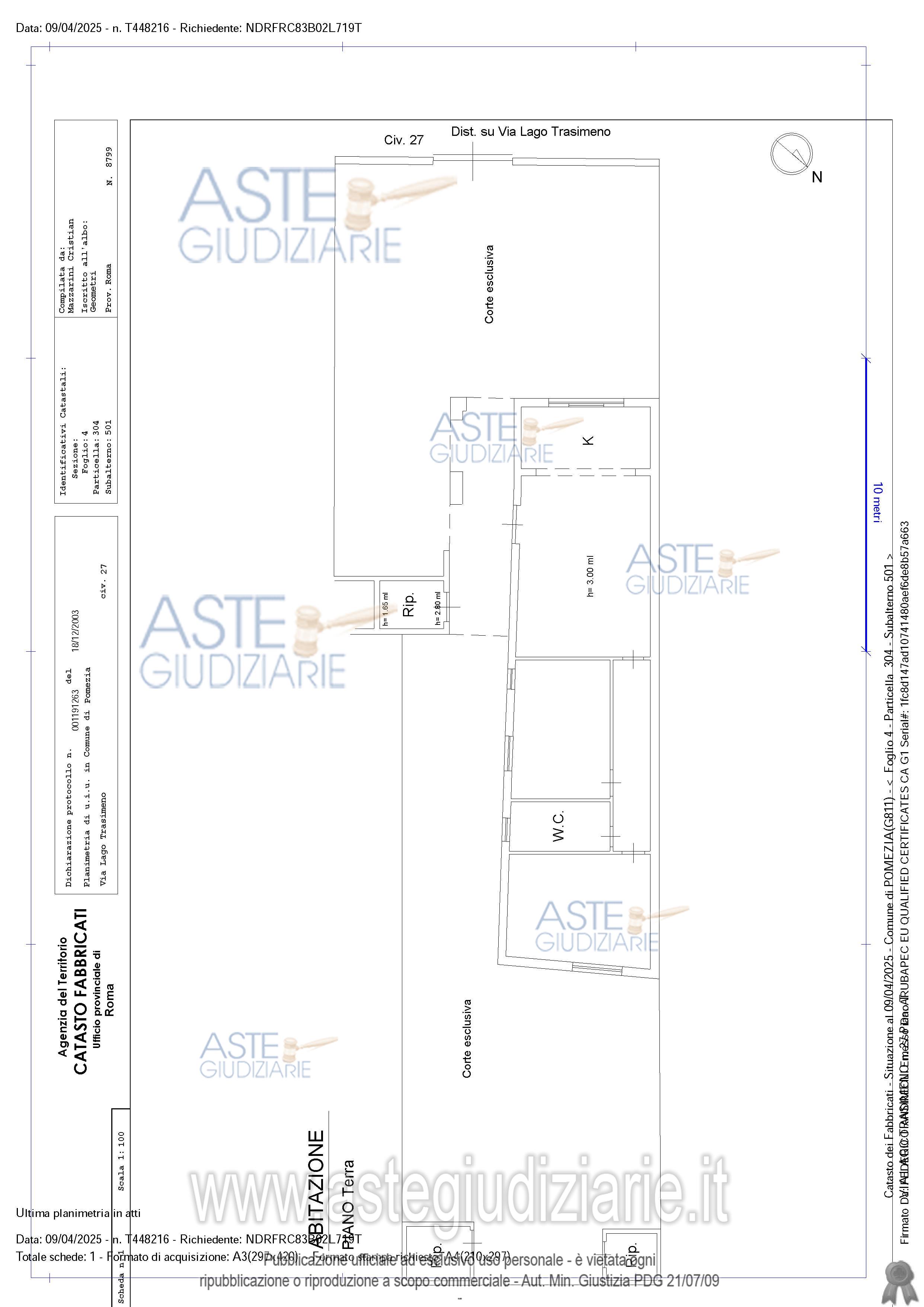 Planimetria del bene