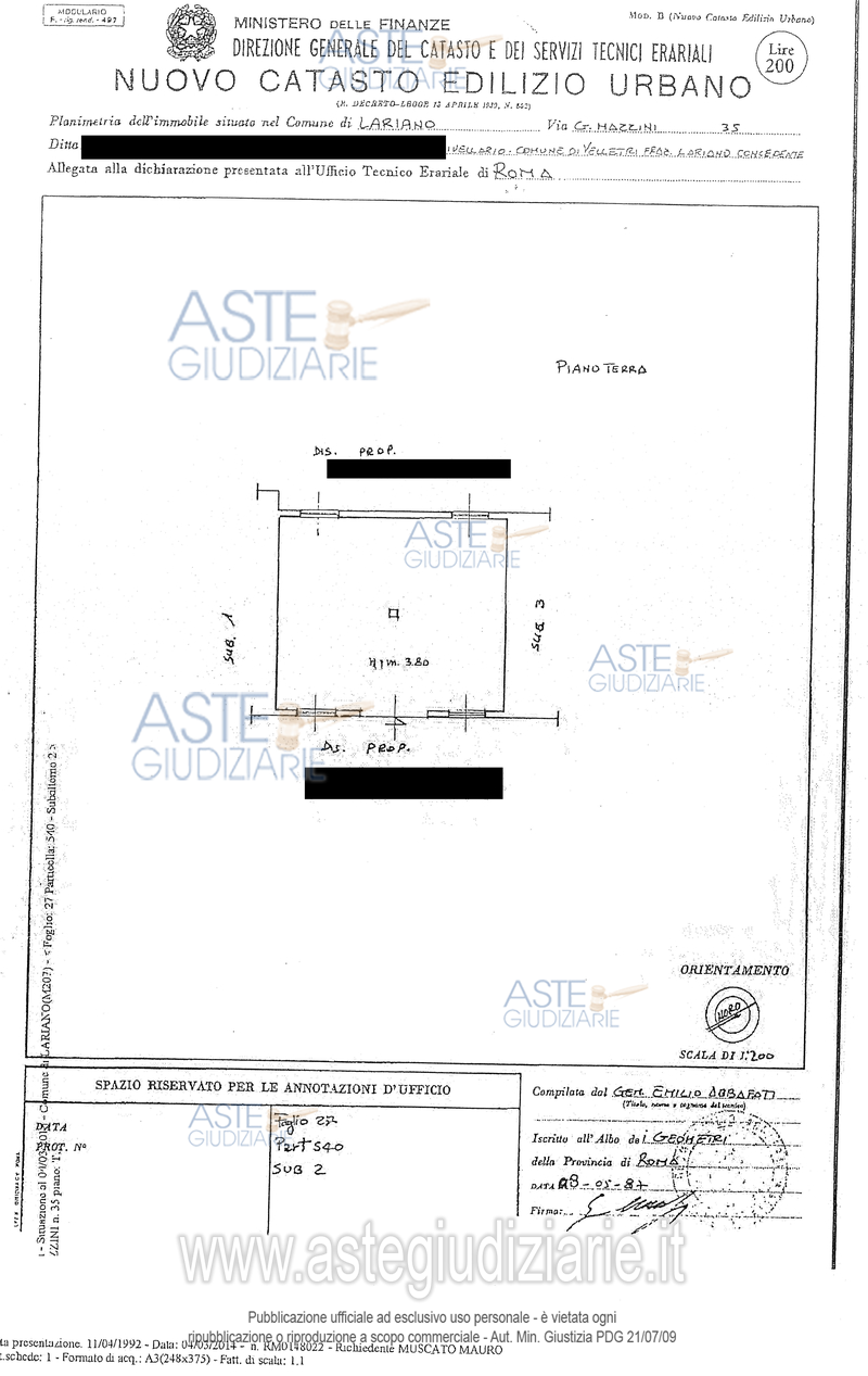 Planimetria del bene