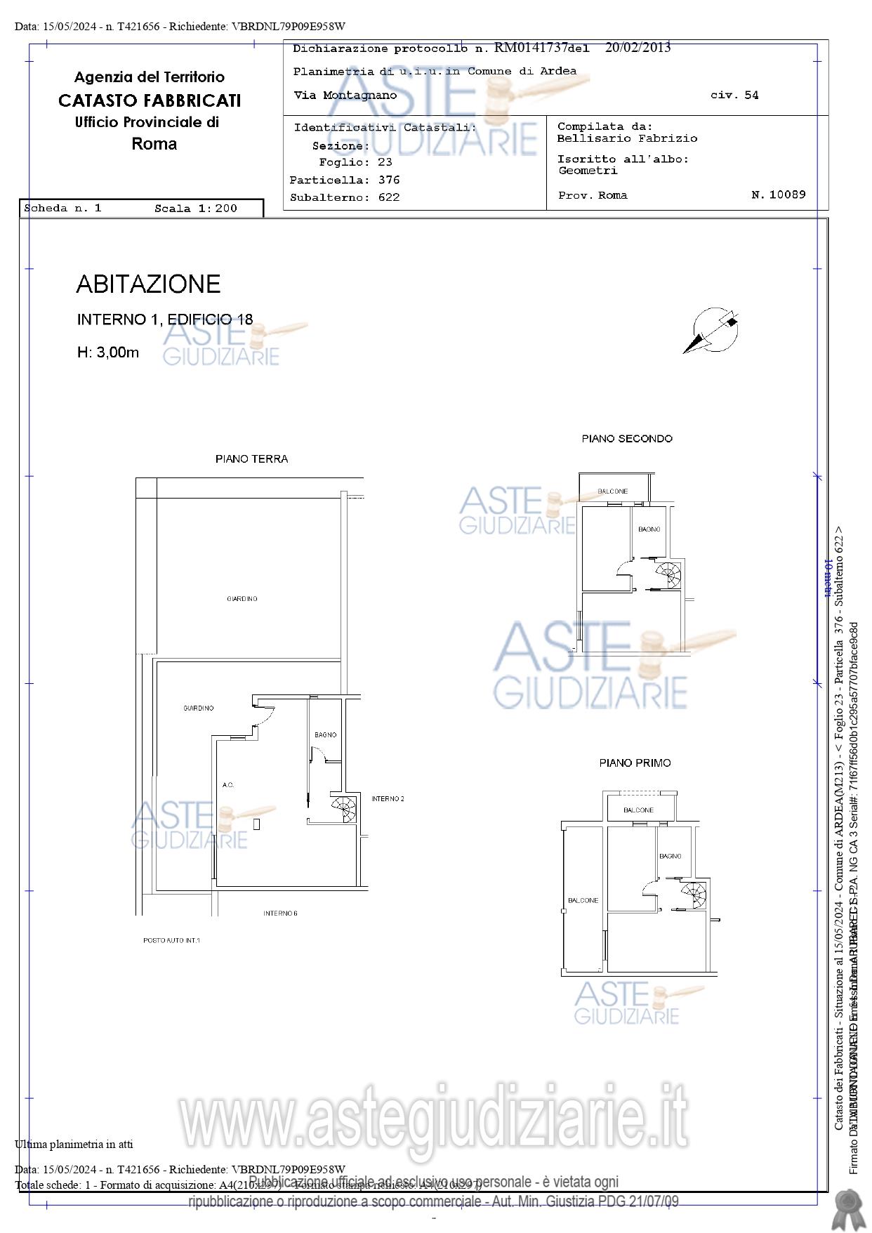 Planimetria del bene