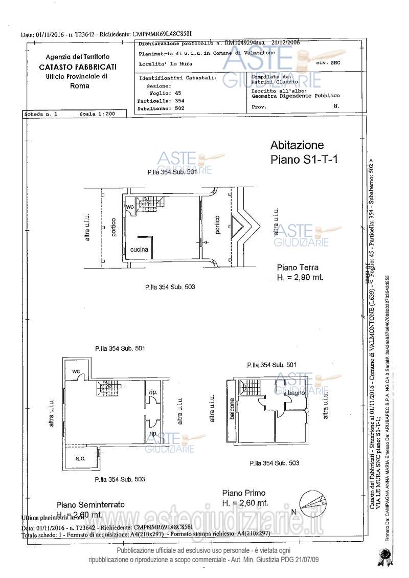 Planimetria del bene