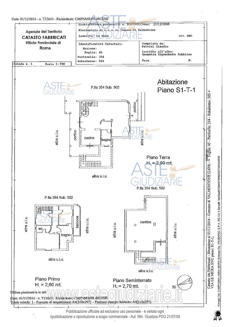 Planimetria del bene