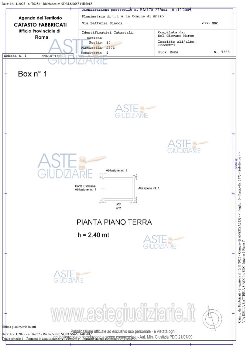 Planimetria del bene