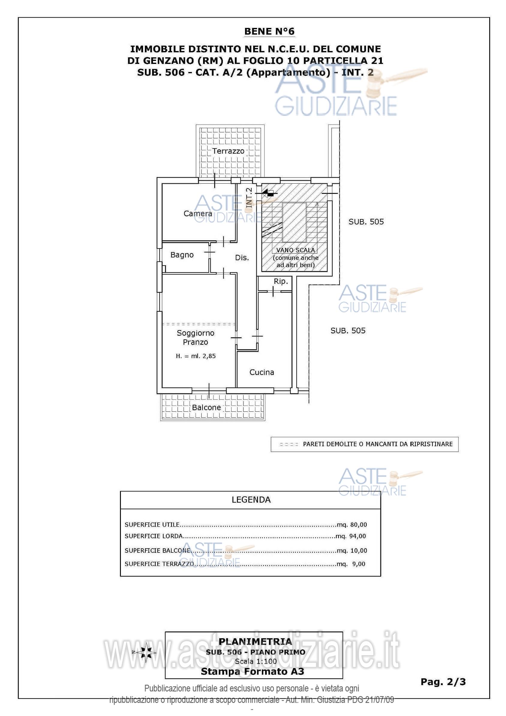 Planimetria del bene