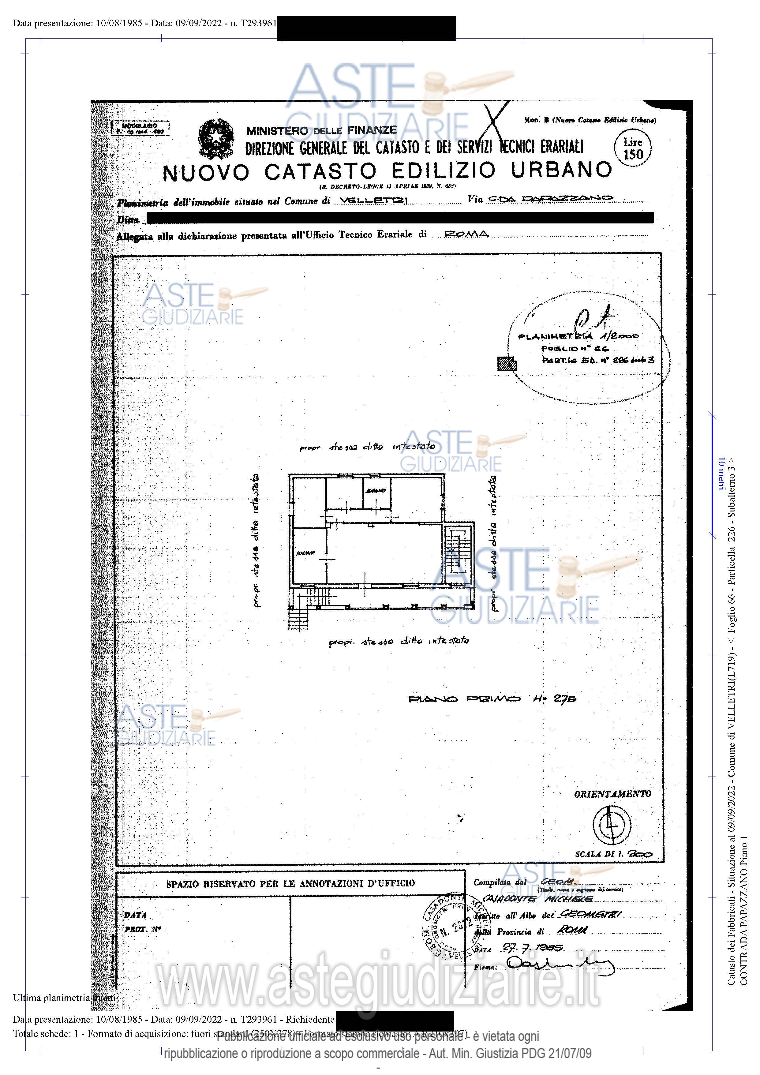 Planimetria del bene