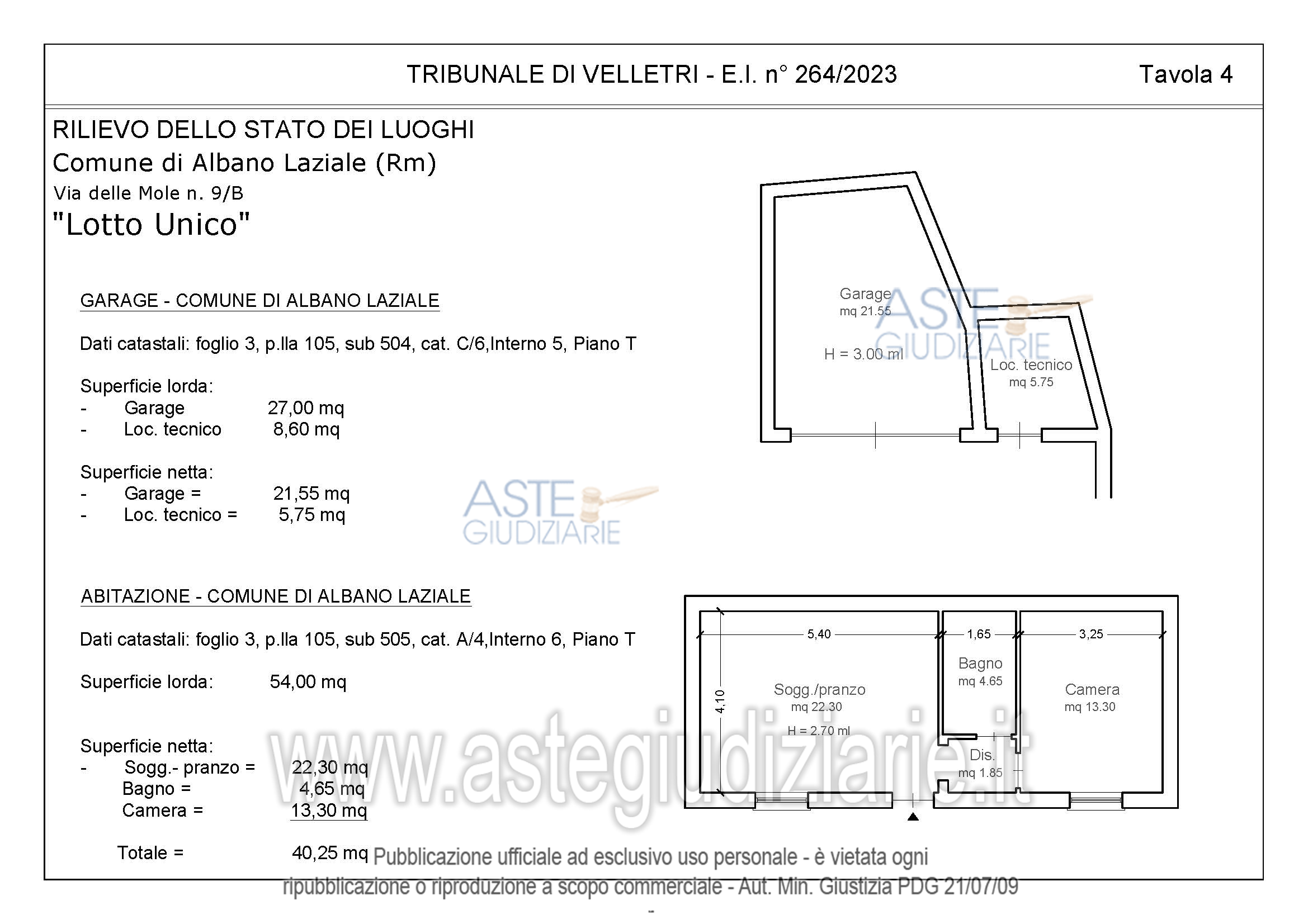 Planimetria del bene