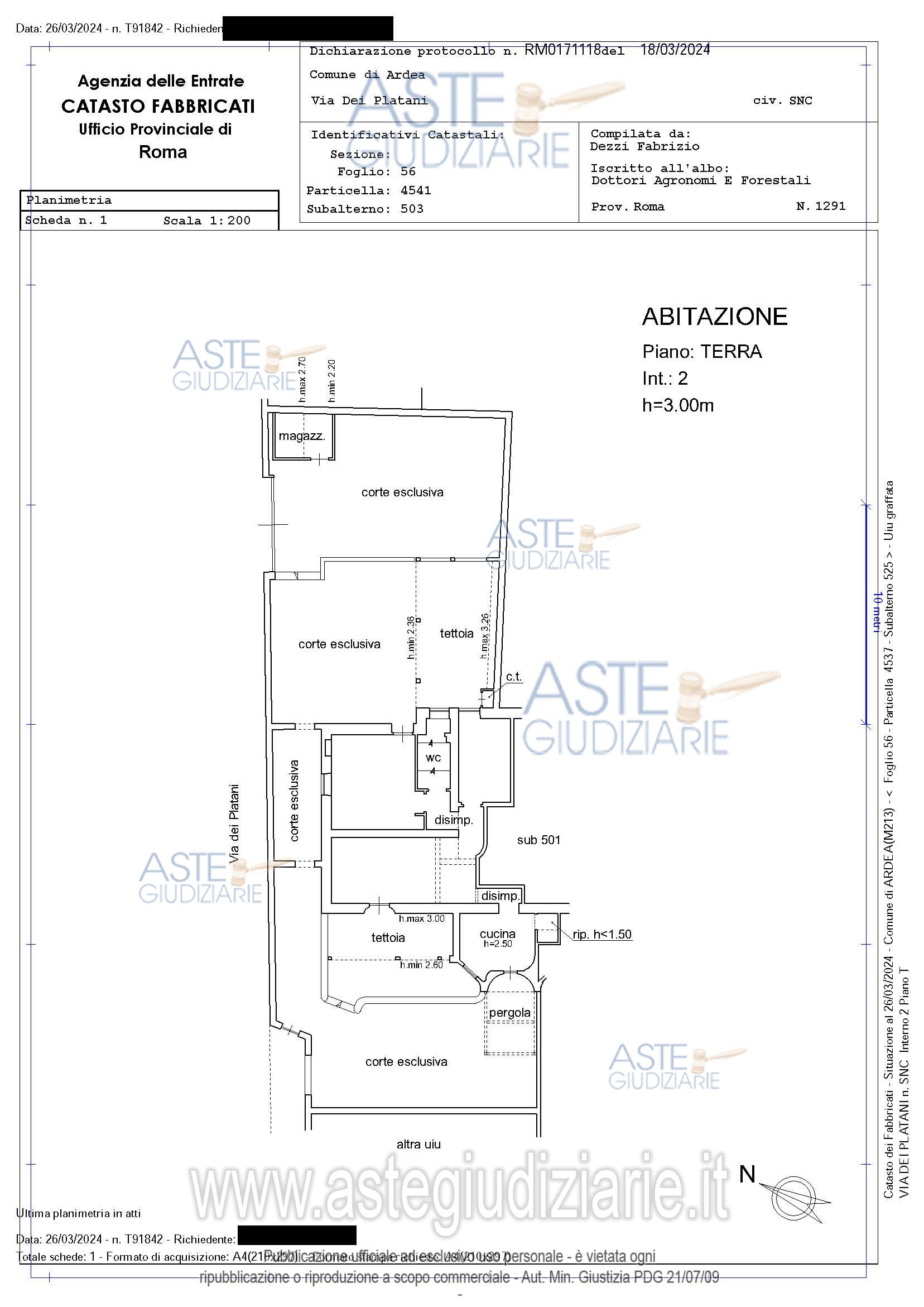 Planimetria del bene