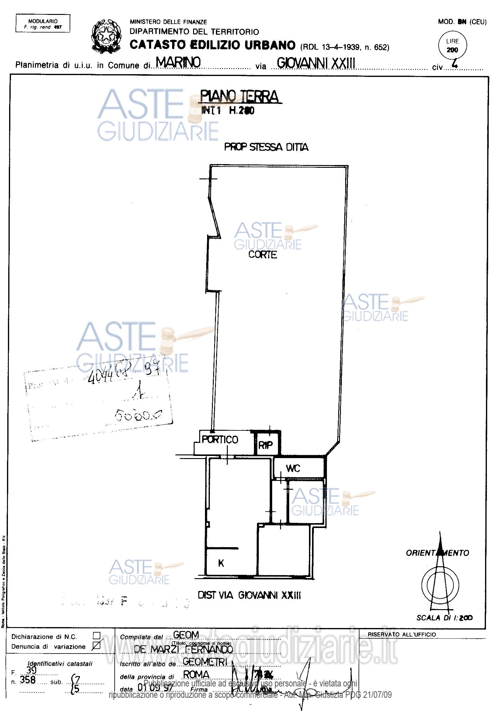 Planimetria del bene
