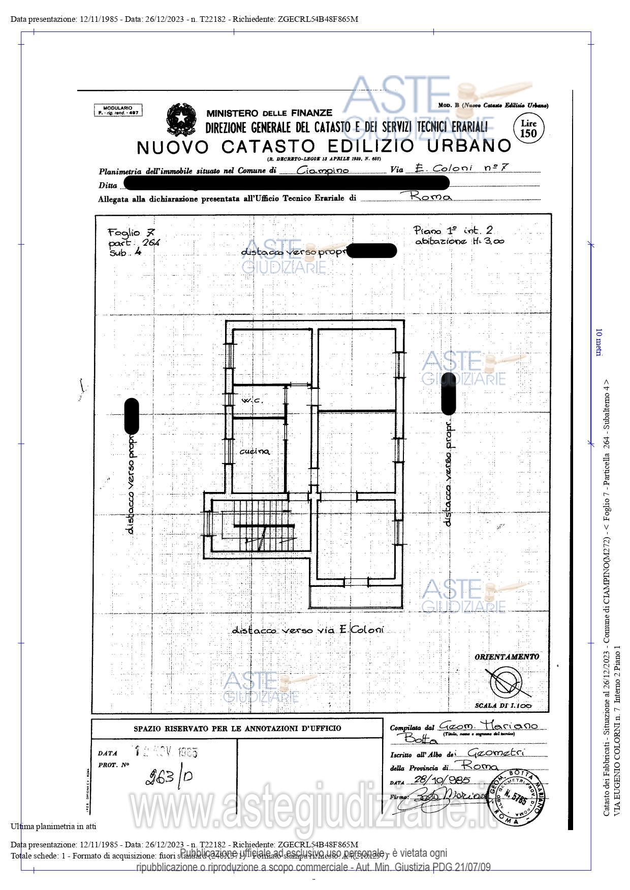 Planimetria del bene