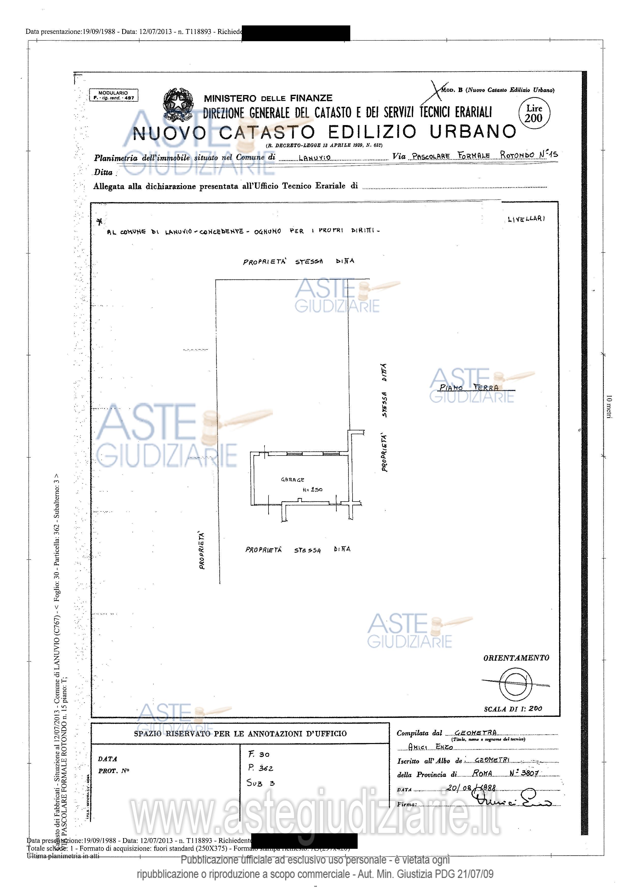 Planimetria del bene