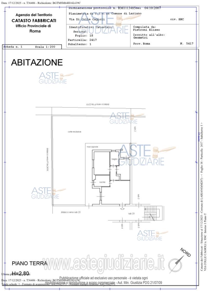 Planimetria del bene