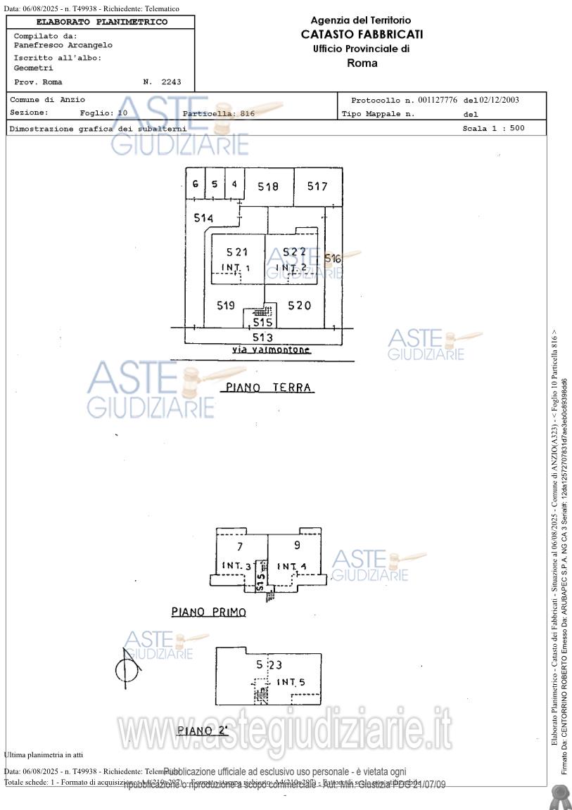 Planimetria del bene