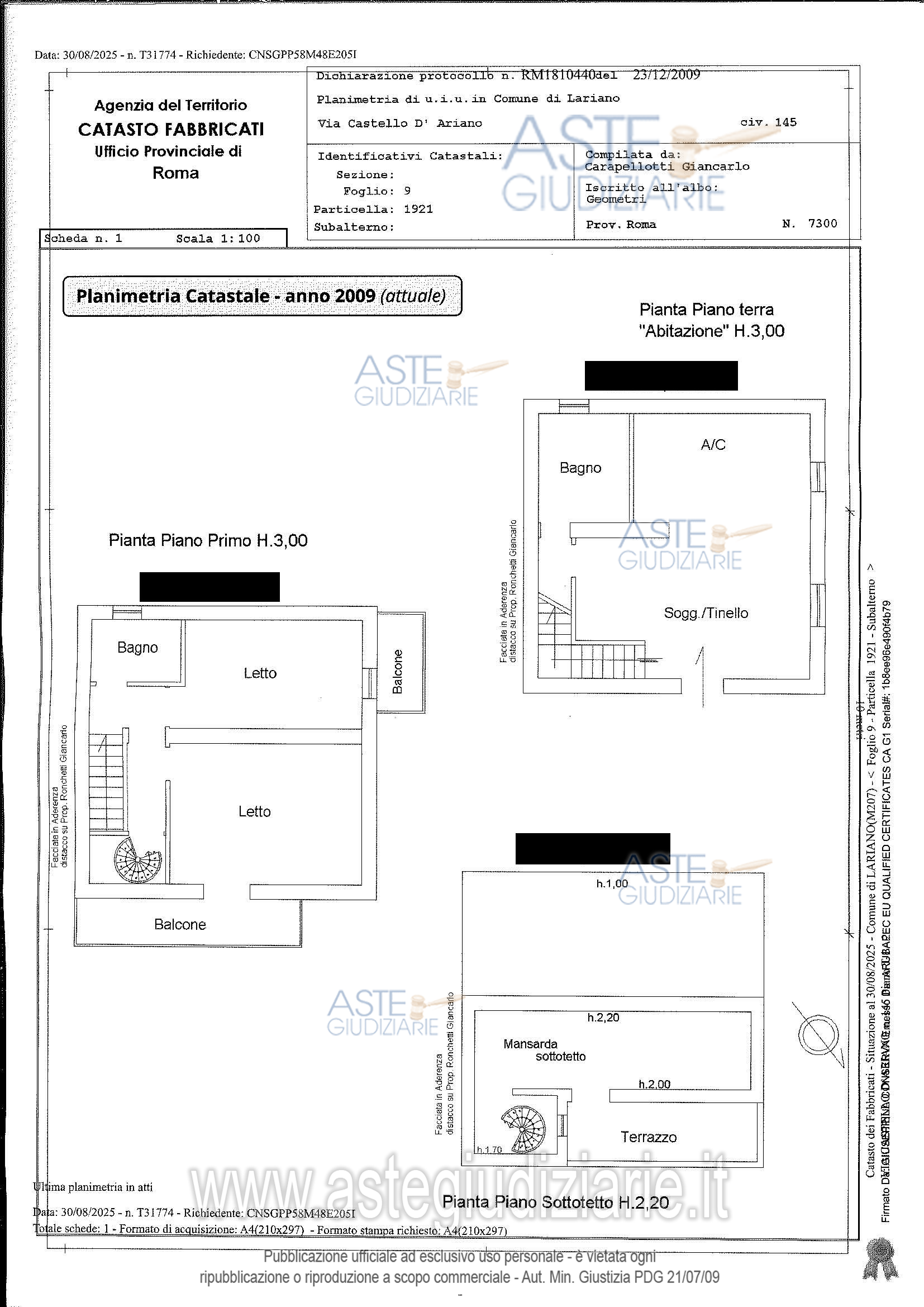 Planimetria del bene